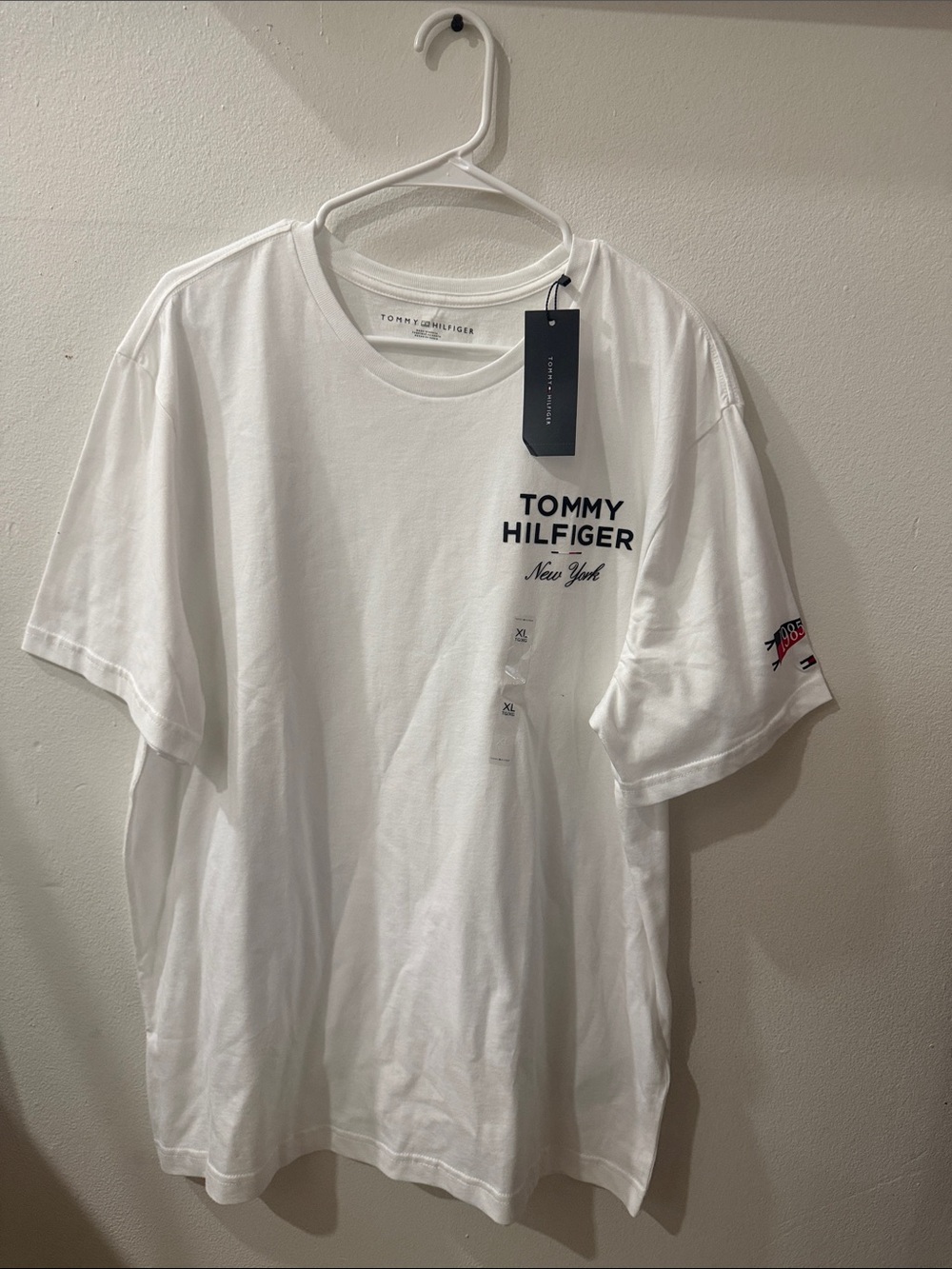 Tommy Hilfiger White Short Sleeve Crew Logo Tee